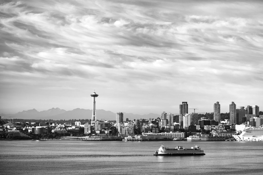 Seattle Skyline in Black and White