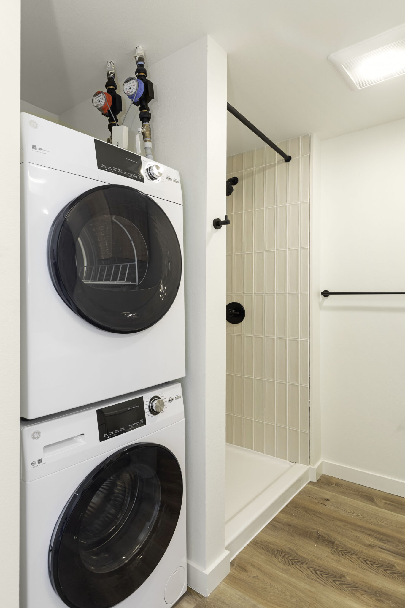 laundry area and shower